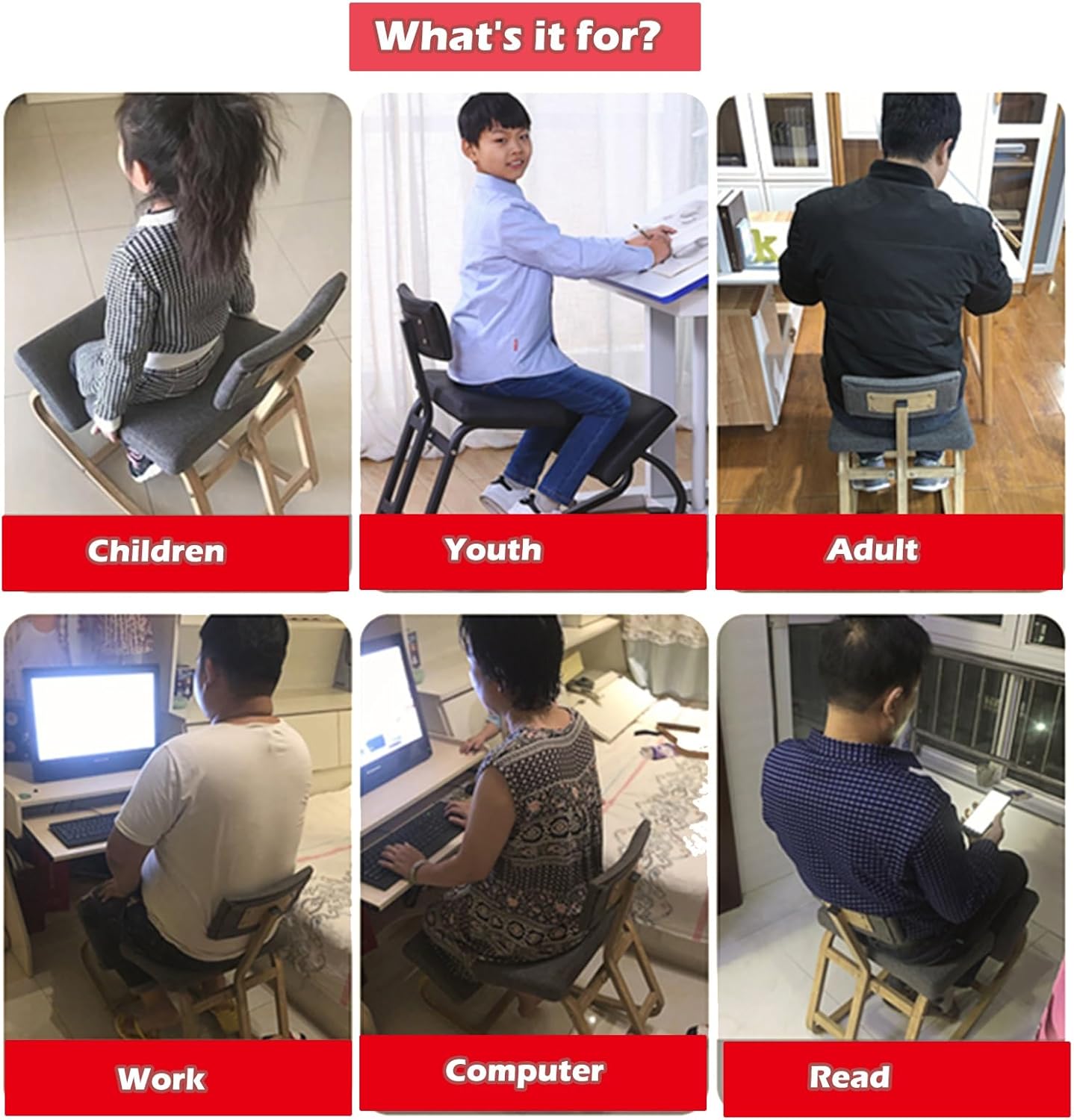 Gray Ergonomic Kneeling Chair with Back Support W219