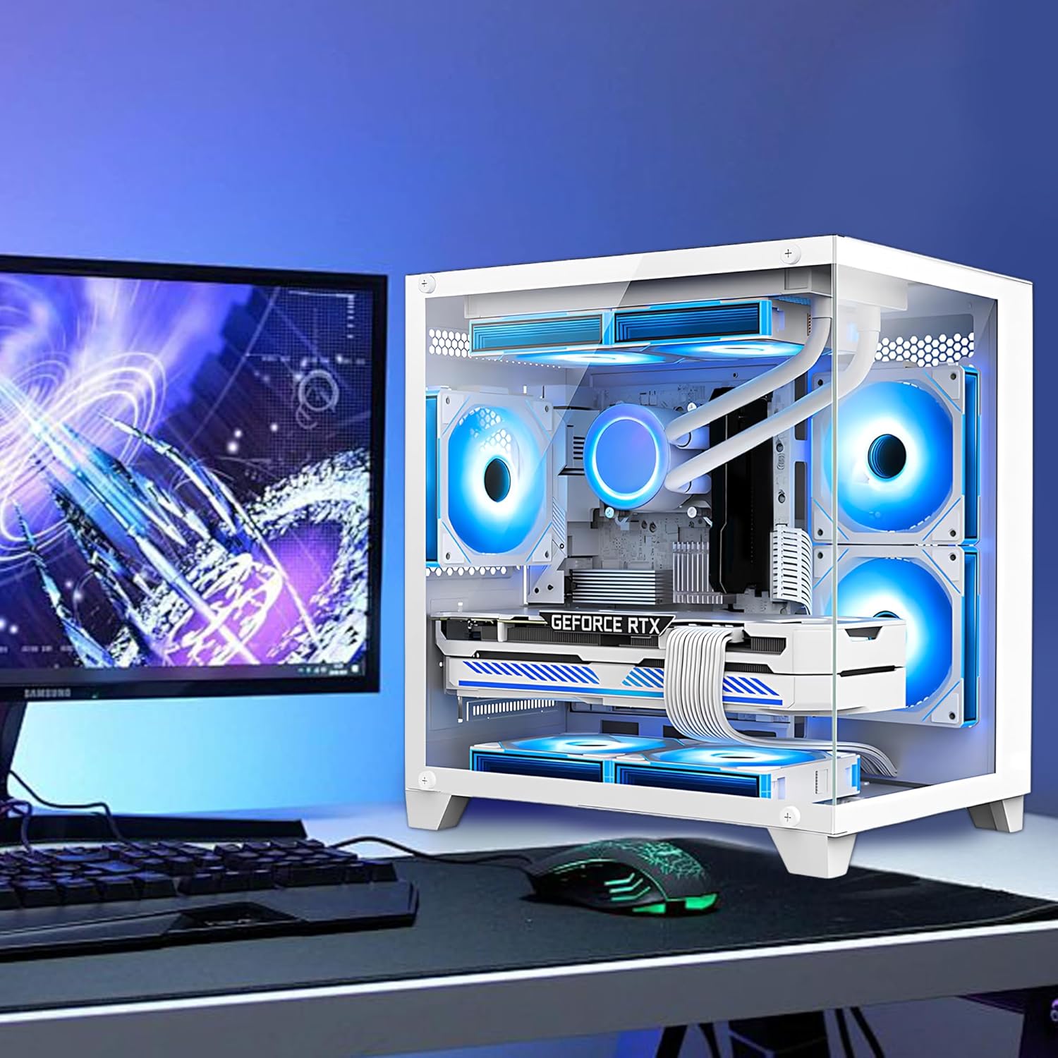 White Gaming PC with AMD Ryzen 5 5600X RTX 4060 16GB DDR4 RAM 1TB M.2 SSD W672