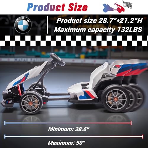 24V 9AH Electric Go Kart with Adjustable Seat, 7.5 MPH Drift Kart, 2 * 200W Motors, Grey D64075