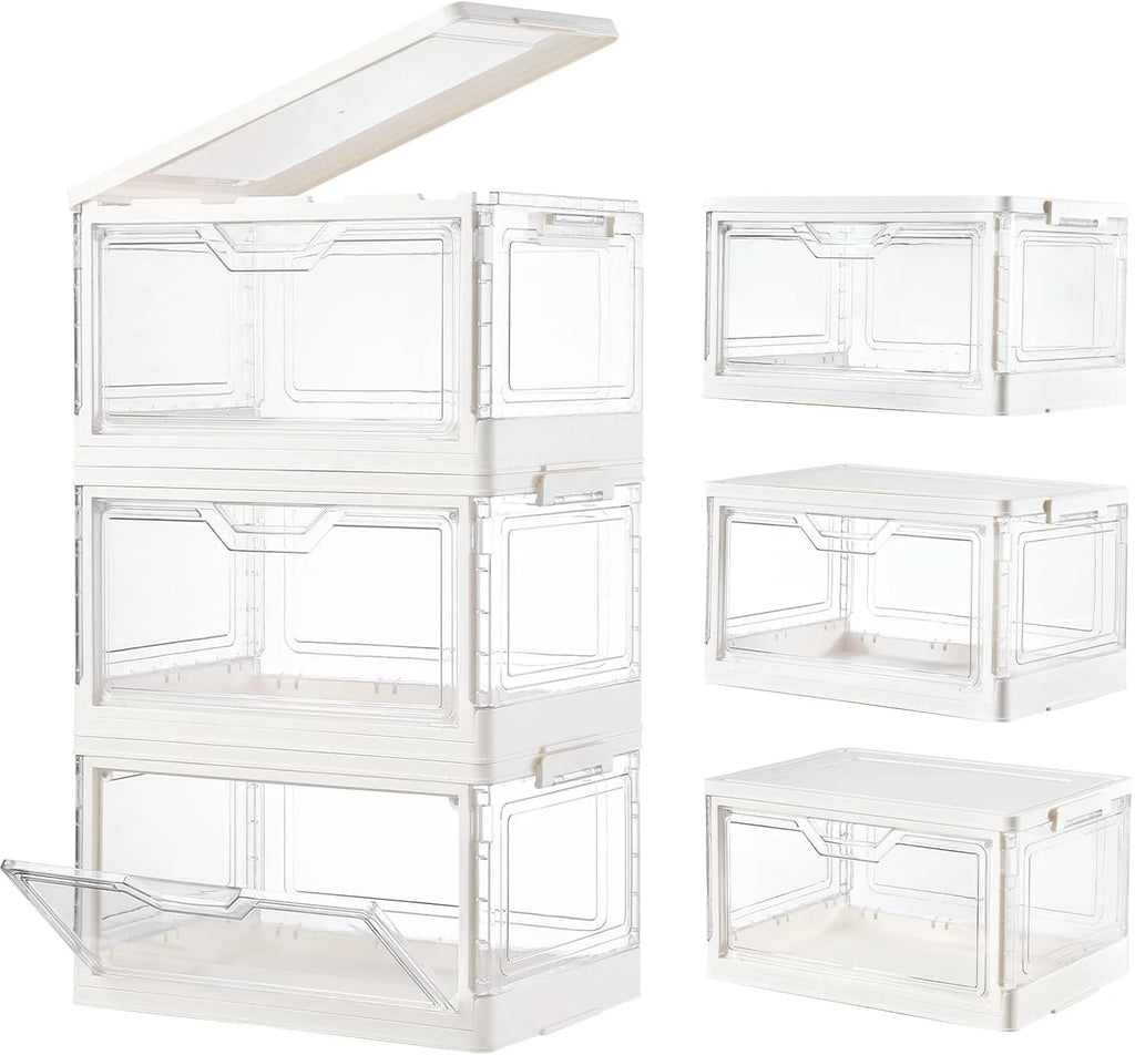 6 Pack Clear Stackable Plastic Storage Bins with Lids X32902