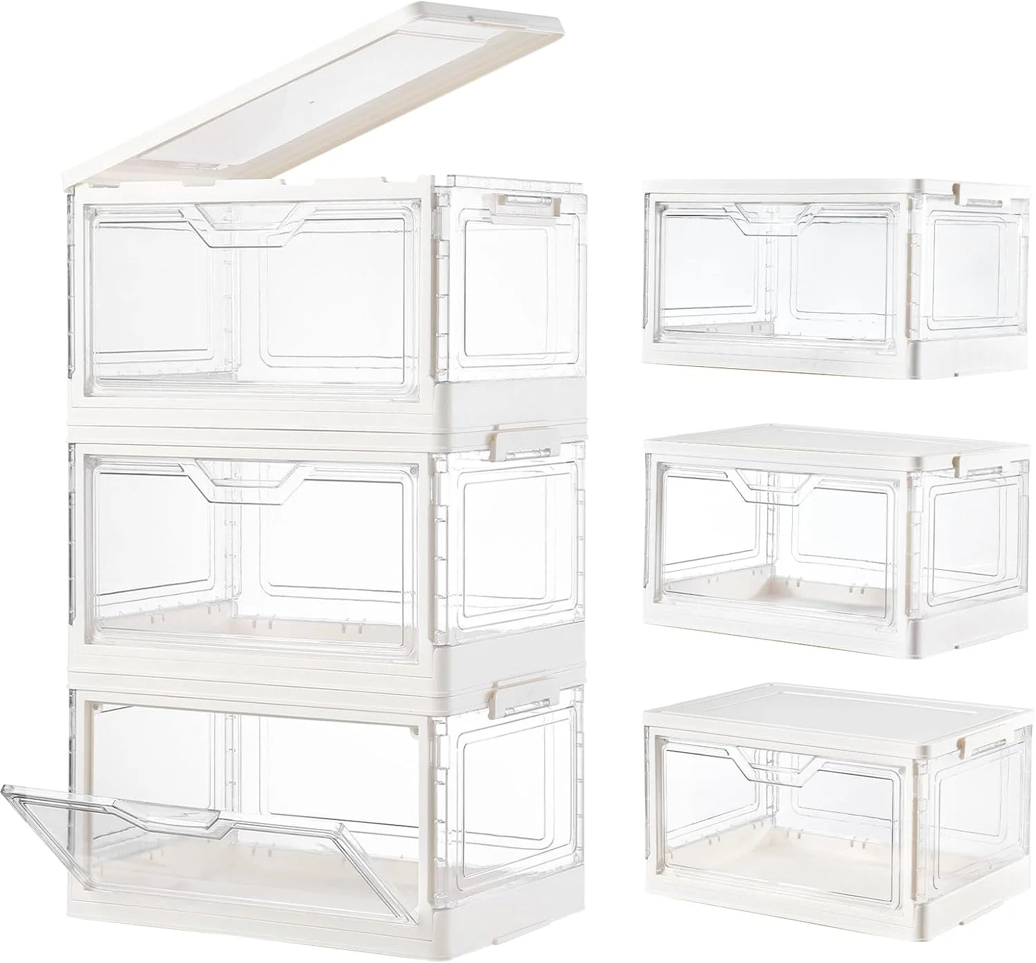 6 Pack Clear Stackable Plastic Storage Bins with Lids X32902