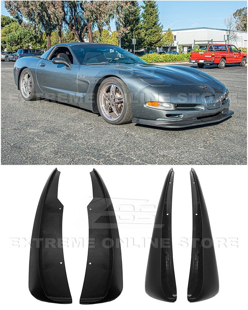 GM Factory XL Extended Style Front & Rear Side Splash Guards Mud Flap Pair ( ABS Plastic - Matte Black ) Z82902