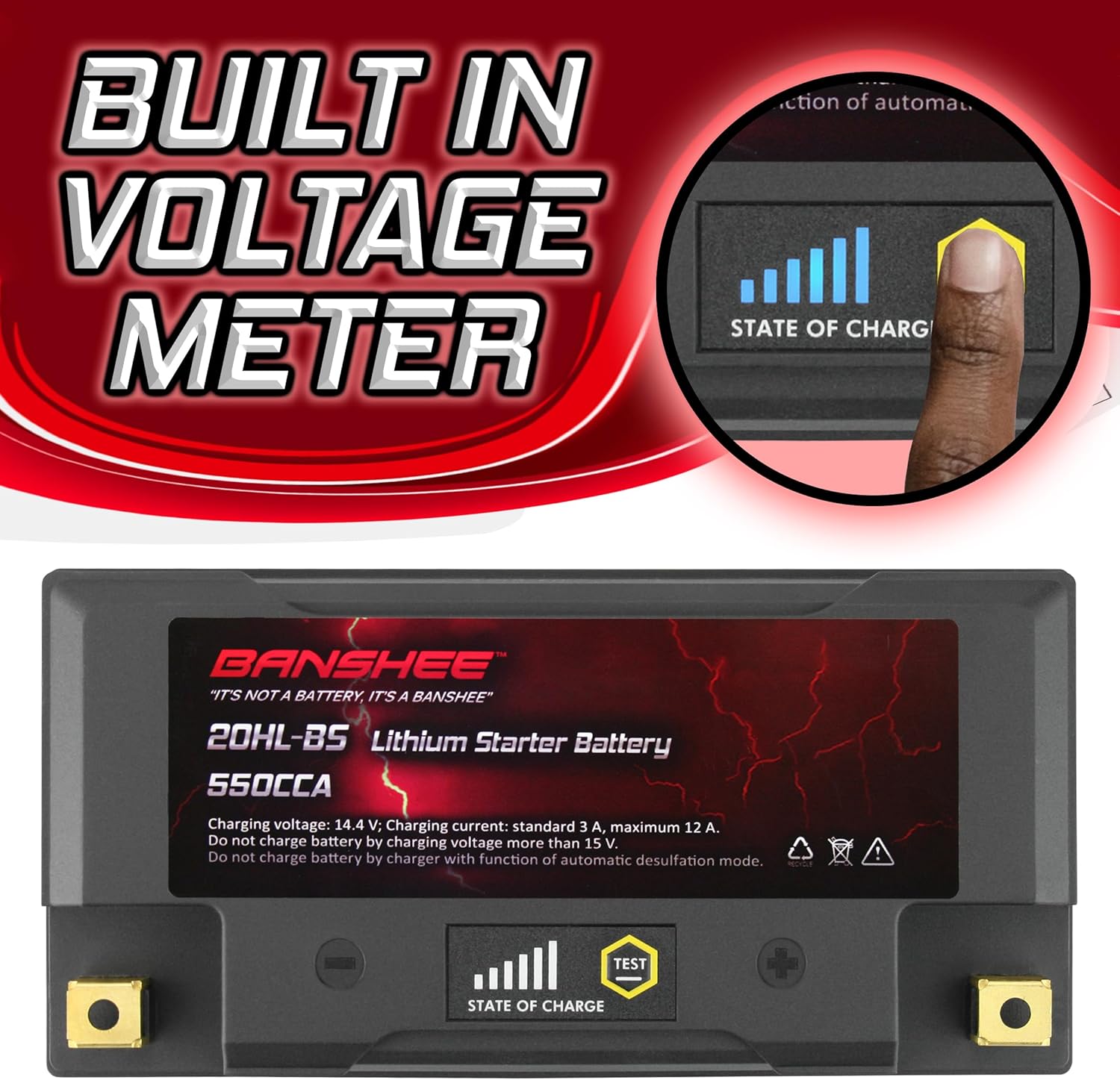 Lithium Motorcycle Powersport Battery YTX20L-BS 12.8V 18AH 550 CCA with BMS N6737