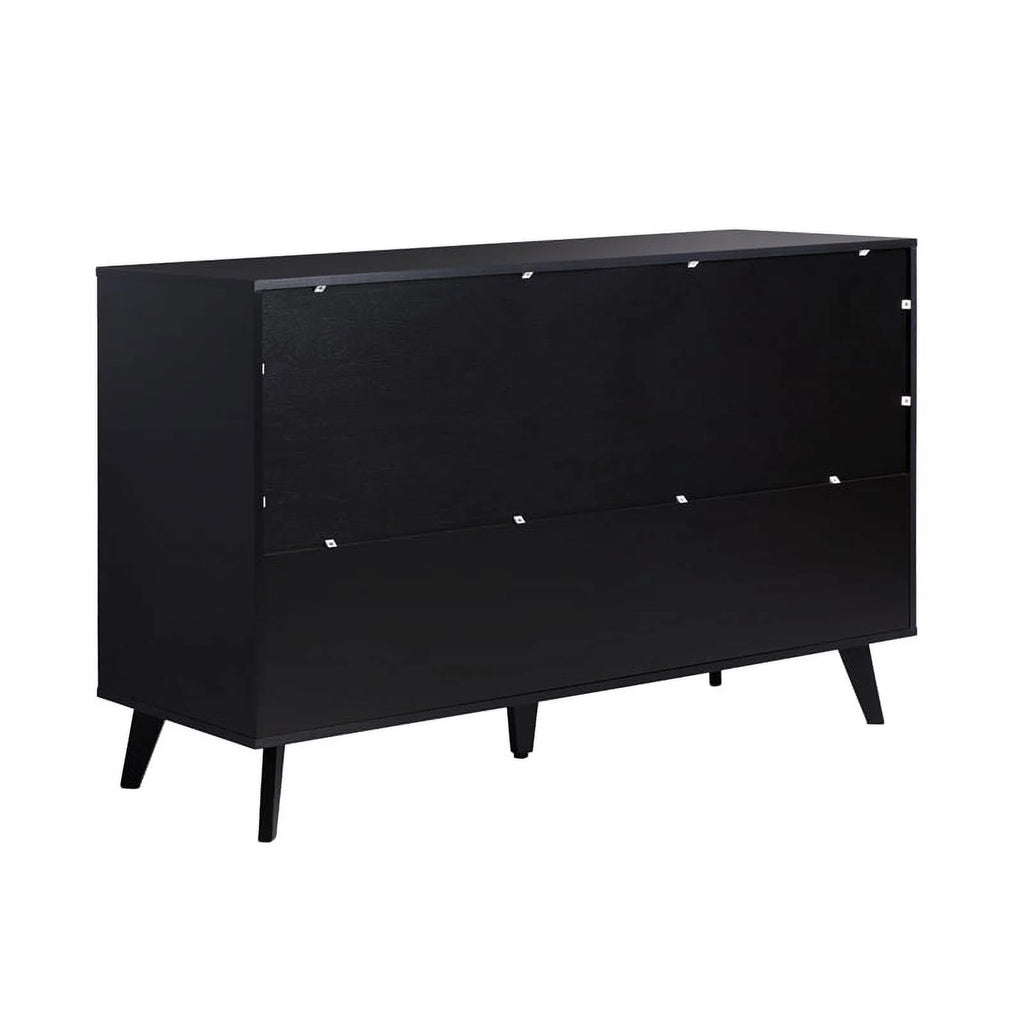 Black 6 Drawer Wood Dresser V4480