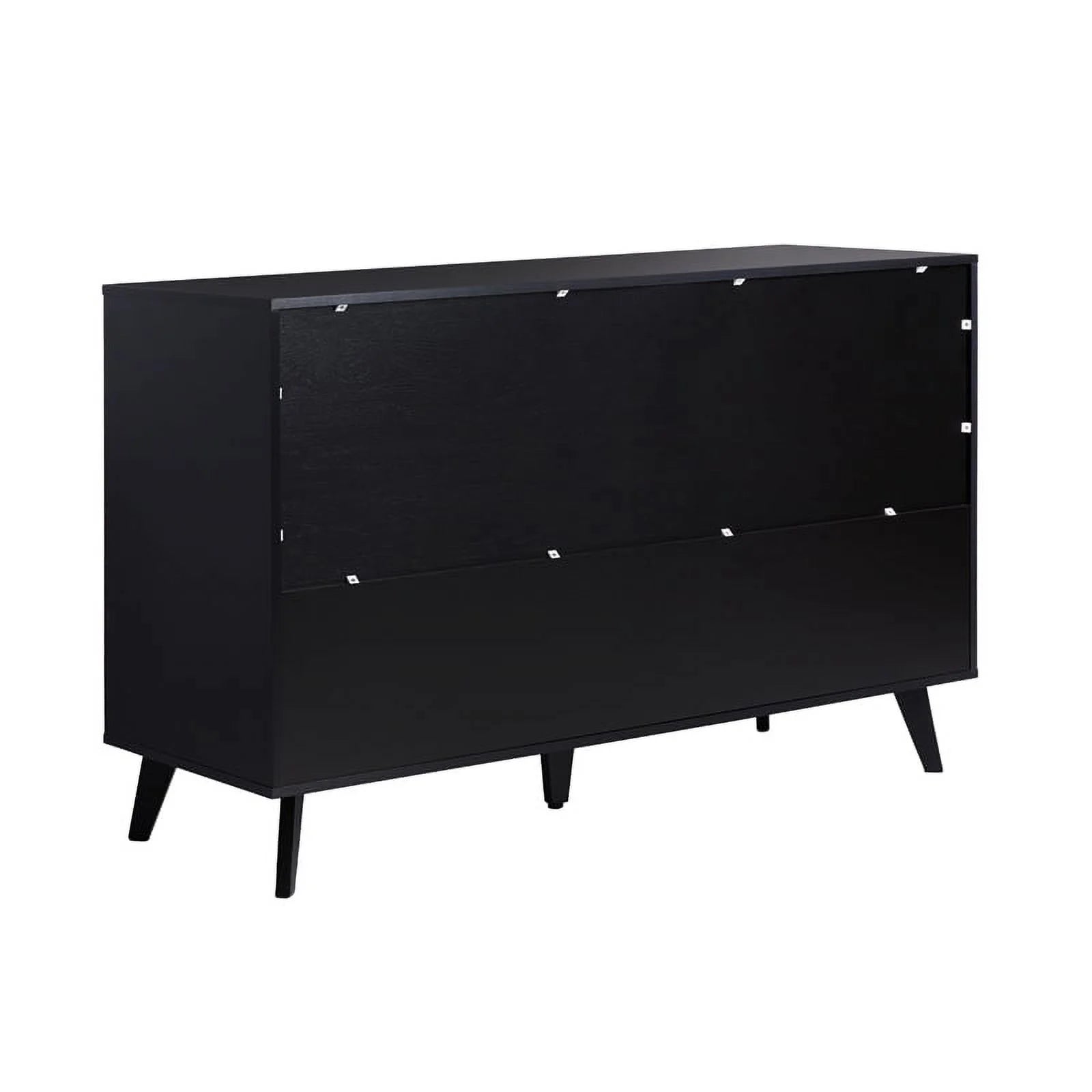 Black 6 Drawer Wood Dresser V4480