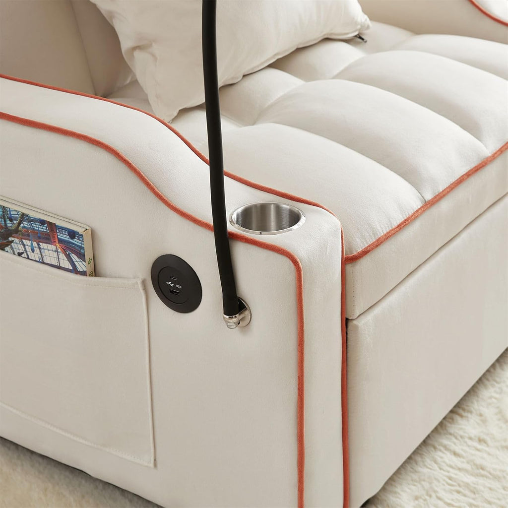3-in-1 Convertible Pull Out Sleeper Chair Bed with Multi-Pockets M3240