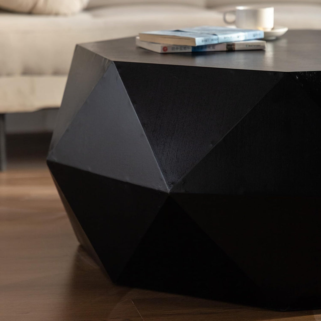 Black Round Wood Coffee Table K154