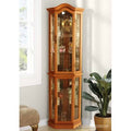 Lighted Corner Curio Cabinet Oak L54791