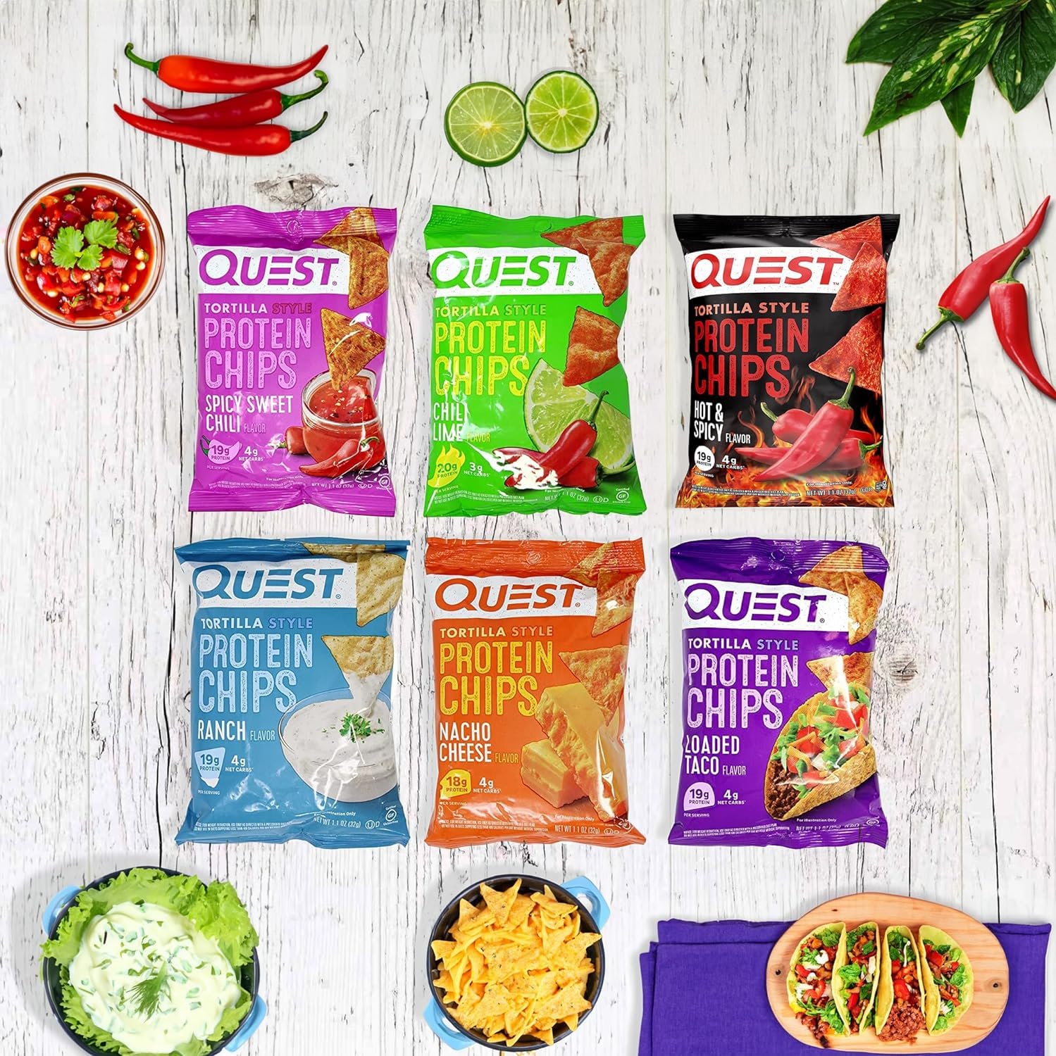 Protein Chips Variety Pack, Assorted Flavors, 6 Pack, 1.1 Ounce K408541