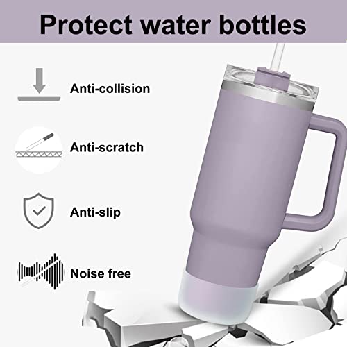 2Pcs Silicone Boot for Stanley 40 oz Quencher Tumbler & Stanley IceFlow 20oz 30oz, Protective Water Bottle Bottom Sleeve Cover (white) J204