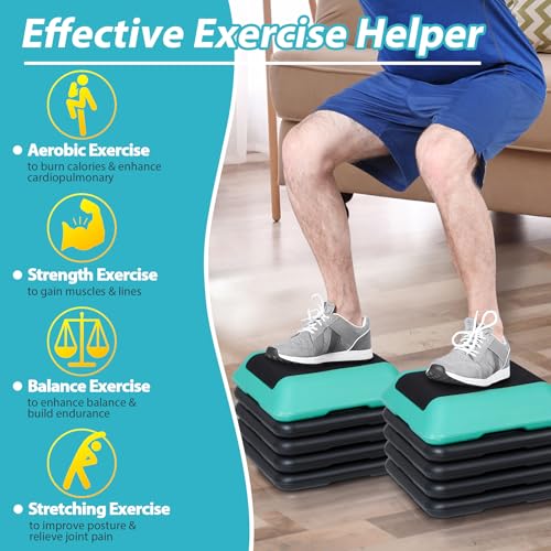 16" x 16" Adjustable Aerobic Stepper with 4 Risers, Green Y4784