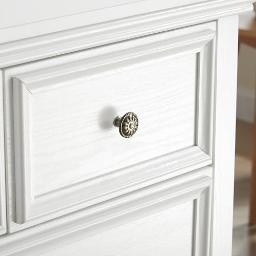 White 6 Drawer Dresser with Metal Handles S91354