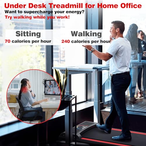 2 in 1 Walking Pad Treadmill with Remote Control 265LB Capacity R111