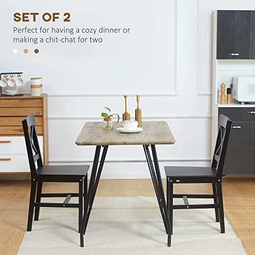 Black Wooden Cross Back Dining Chairs Set of 2 Z92526