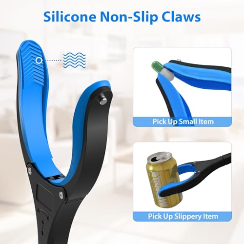 32" Foldable Reacher Grabber Tool with 360° Rotating Jaw & Magnet, Blue W130508