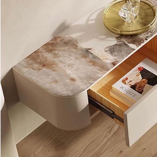 Floating TV Stand with Slate Tabletop, Wall Mounted TV Shelf, Wood Storage Hutch, 70.8/78.7 Inch X1033