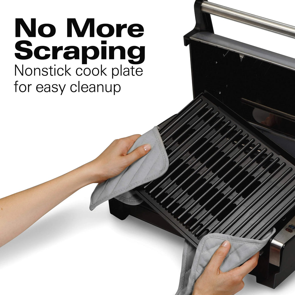 Electric Indoor Searing Grill with Adjustable Temperature Control, Removable Nonstick Grate, 118 sq. in. Surface, Stainless Steel G48060
