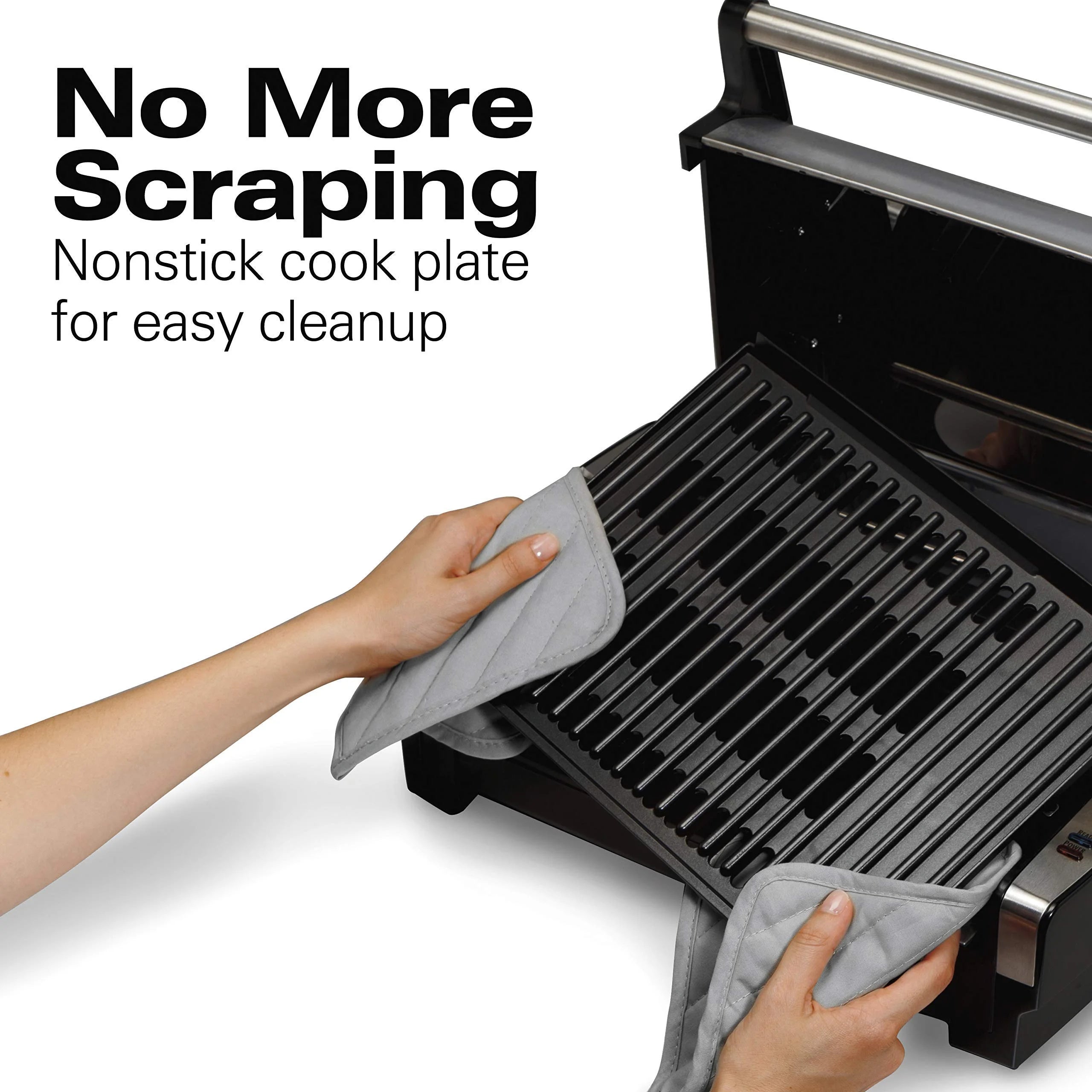 Electric Indoor Searing Grill with Adjustable Temperature Control, Removable Nonstick Grate, 118 sq. in. Surface, Stainless Steel G48060