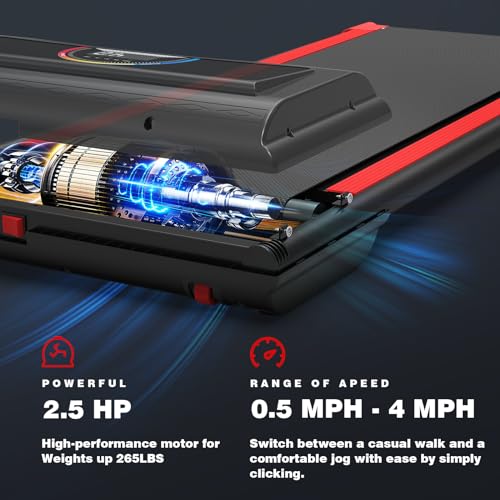 2 in 1 Walking Pad Treadmill with Remote Control 265LB Capacity R111