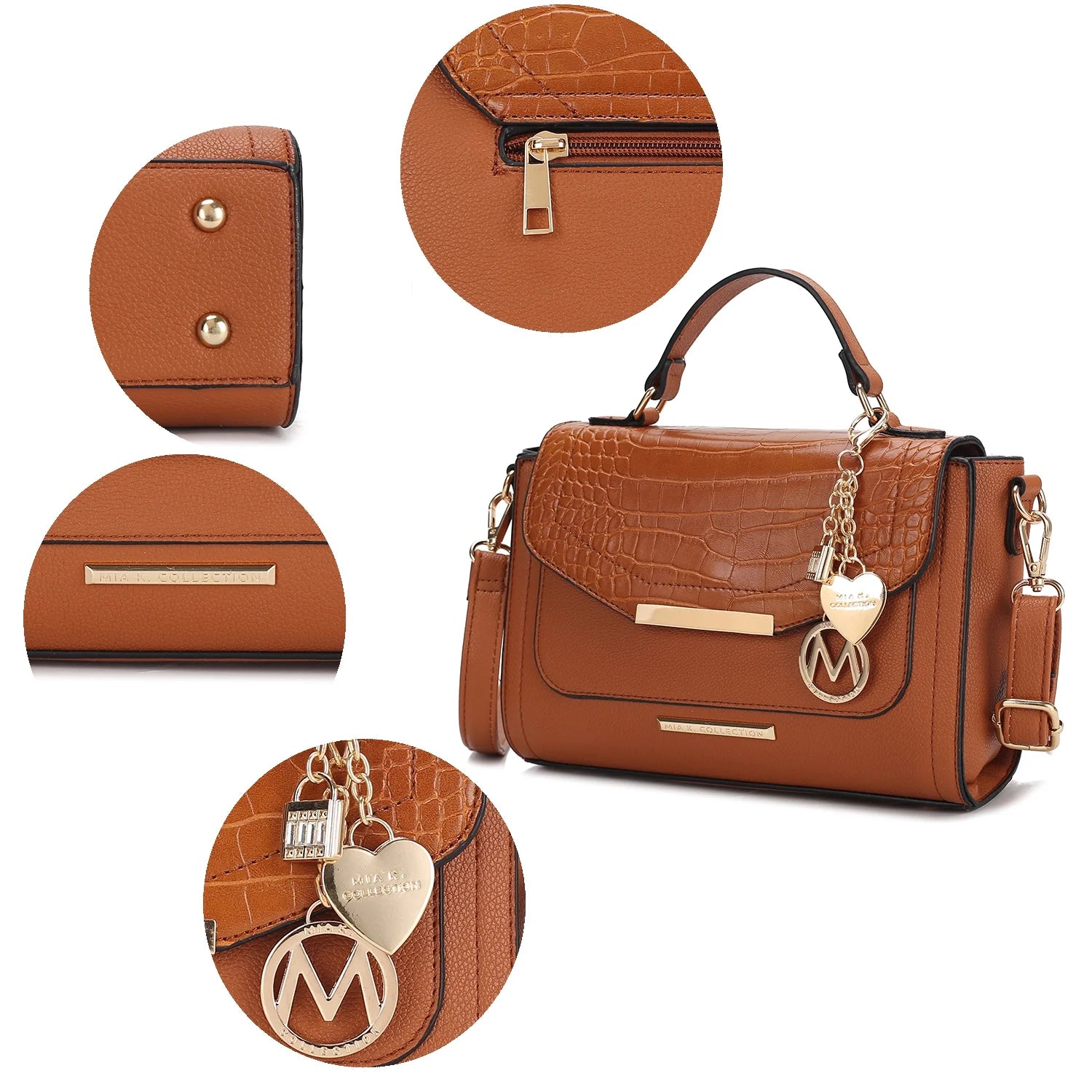 Croco Embossed Vegan Leather Shoulder Bag N2325