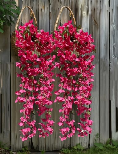 Fuchsia Artificial Silk Hanging Flowers Pack of 2 B35030