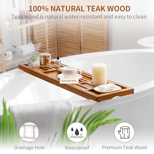 Teak Bathtub Tray with Expandable Handles X929023