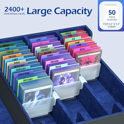 4-Row Trading Card Storage Box with 50 Sleeves & 24 Dividers H51891