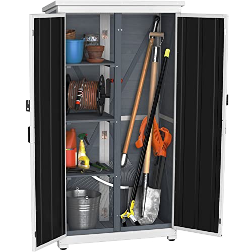 Outdoor Storage Cabinet Wood Metal Garden Shed 66" S468459