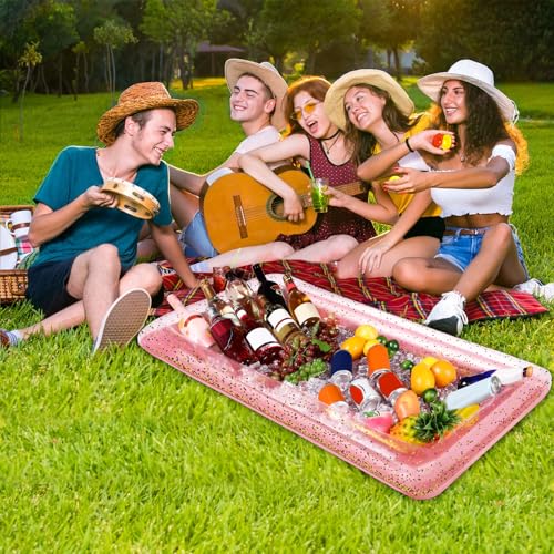 4 Pcs Inflatable Serving Bar Food Cooler Buffet with Glittering Confetti Inflatable Ice Tray M38476