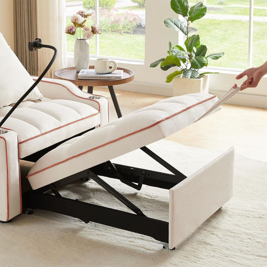 3-in-1 Convertible Pull Out Sleeper Chair Bed with Multi-Pockets M3240