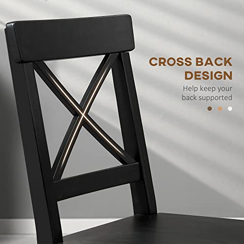 Black Wooden Cross Back Dining Chairs Set of 2 Z92526