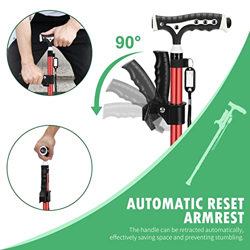 Aluminum Alloy Lightweight Height Adjustable Heavy Duty Foldable Walking Cane with LED X396856