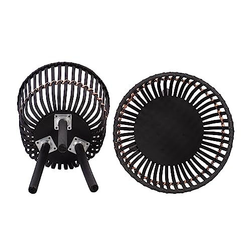 Set of 2 Bamboo Wood Planters on Stands, Brown/Black V402