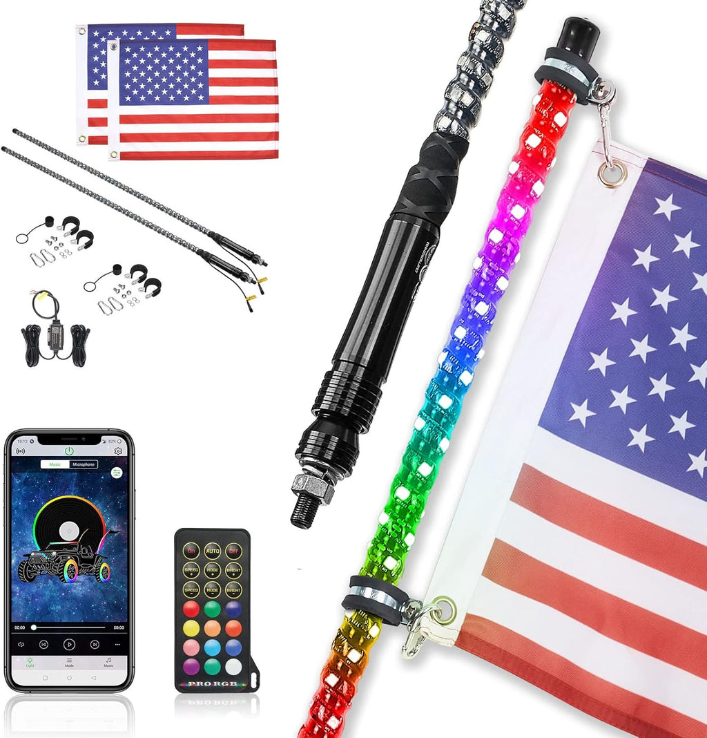 2pcs 3ft LED Whip Lights with Bluetooth U6795
