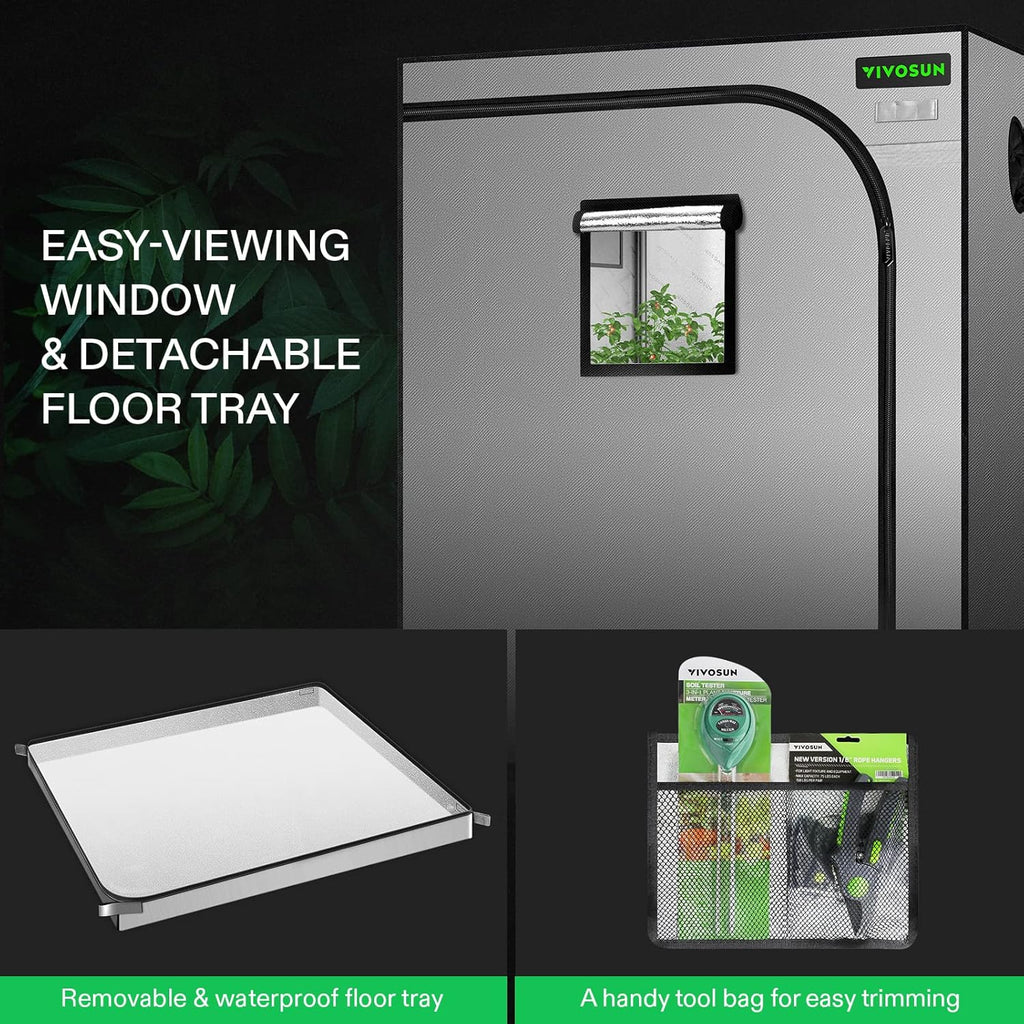 48"x24"x60" Grow Tent Kit with 100W LED Grow Light, 4 Inch Air Carbon Filter and 4-Inch 25-Ft. Air Ducting C1268