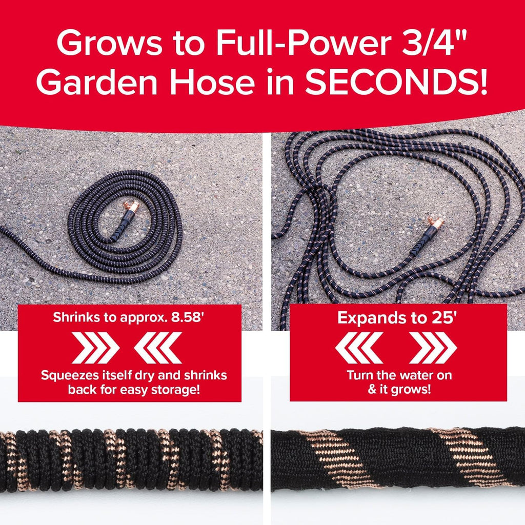 25 FT 3/4 in Expandable Garden Hose with Thumb Spray Nozzle H196811