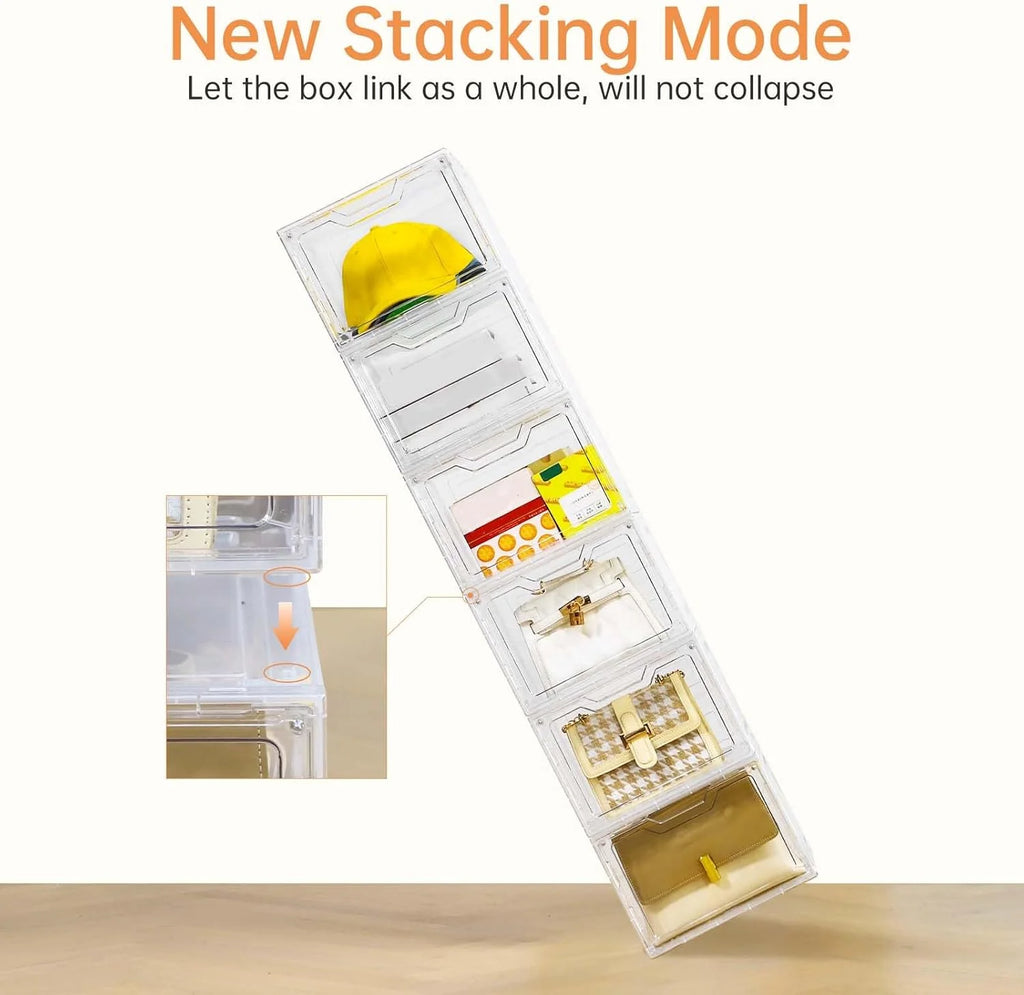 6 Pack Clear Stackable Plastic Storage Bins with Lids X32902