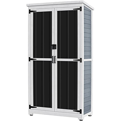 Outdoor Storage Cabinet Wood Metal Garden Shed 66" S468459