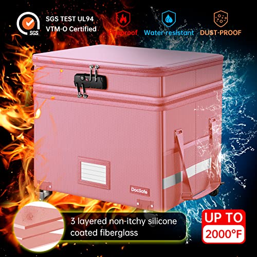 Gray Fireproof Document Box with Lock and Wheels G6570