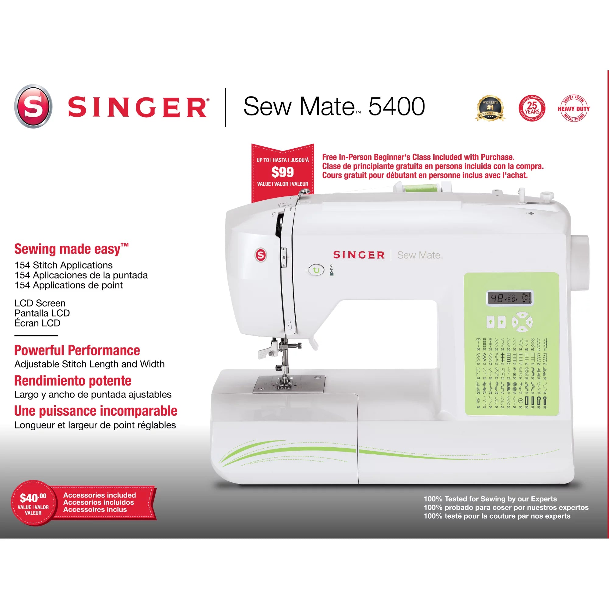 Computerized Sewing Machine with 154 Stitch Applications N581