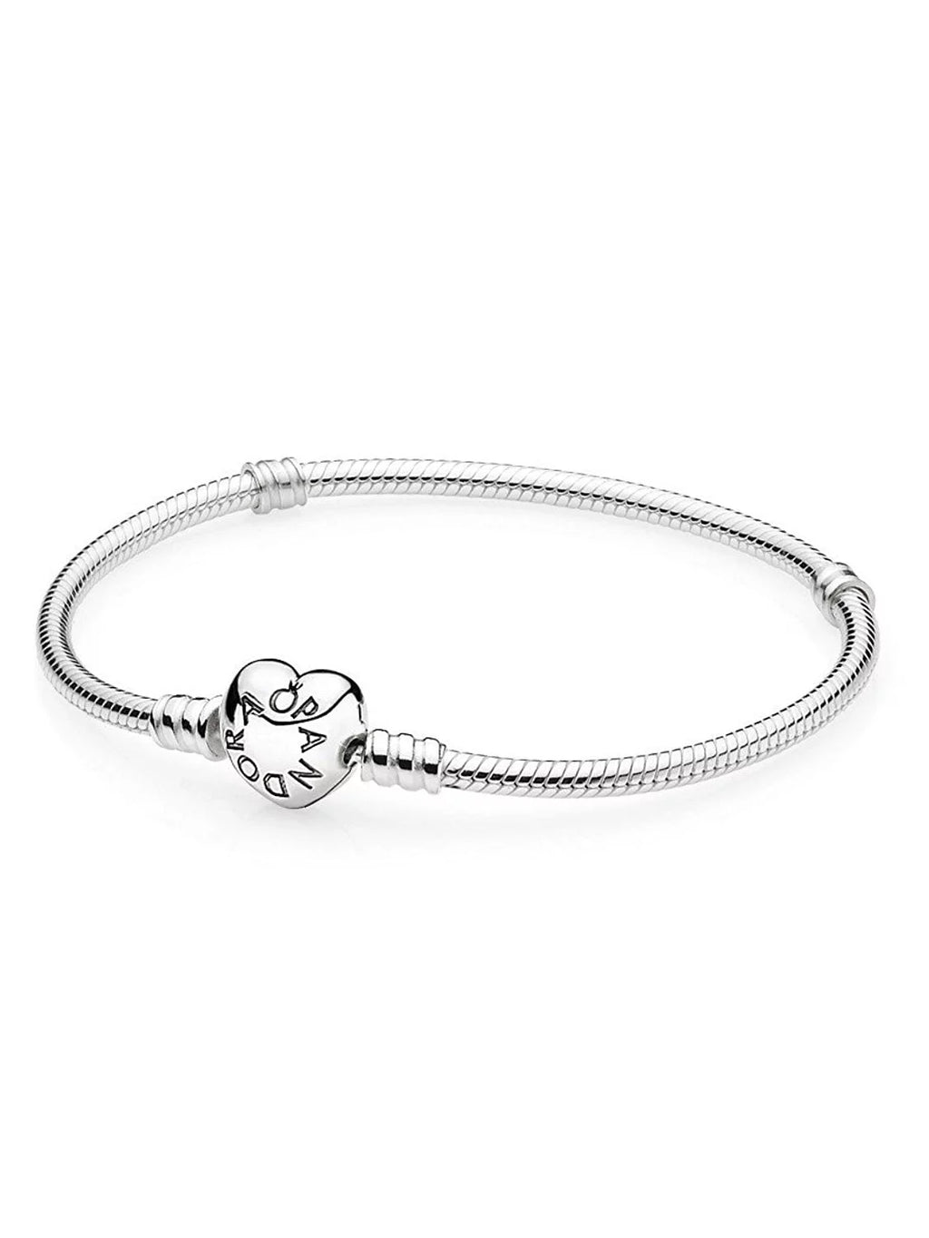 Sterling Silver Snake Chain Charm Bangle Bracelet V7654