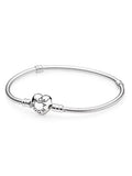 Sterling Silver Snake Chain Charm Bangle Bracelet V7654