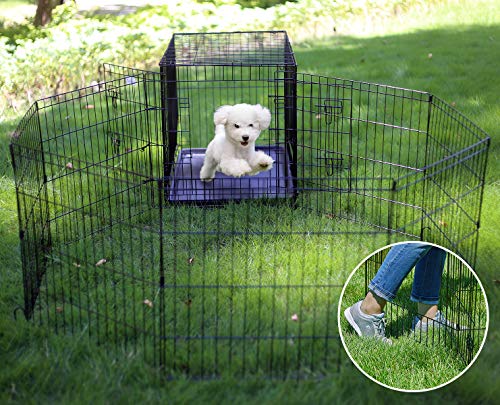 Black 8 Panel 24 Inch Pet Playpen W42033