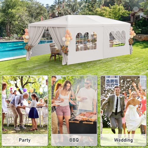 White 10x30 Heavy Duty Party Tent with 7 Removable Sidewalls Y49961