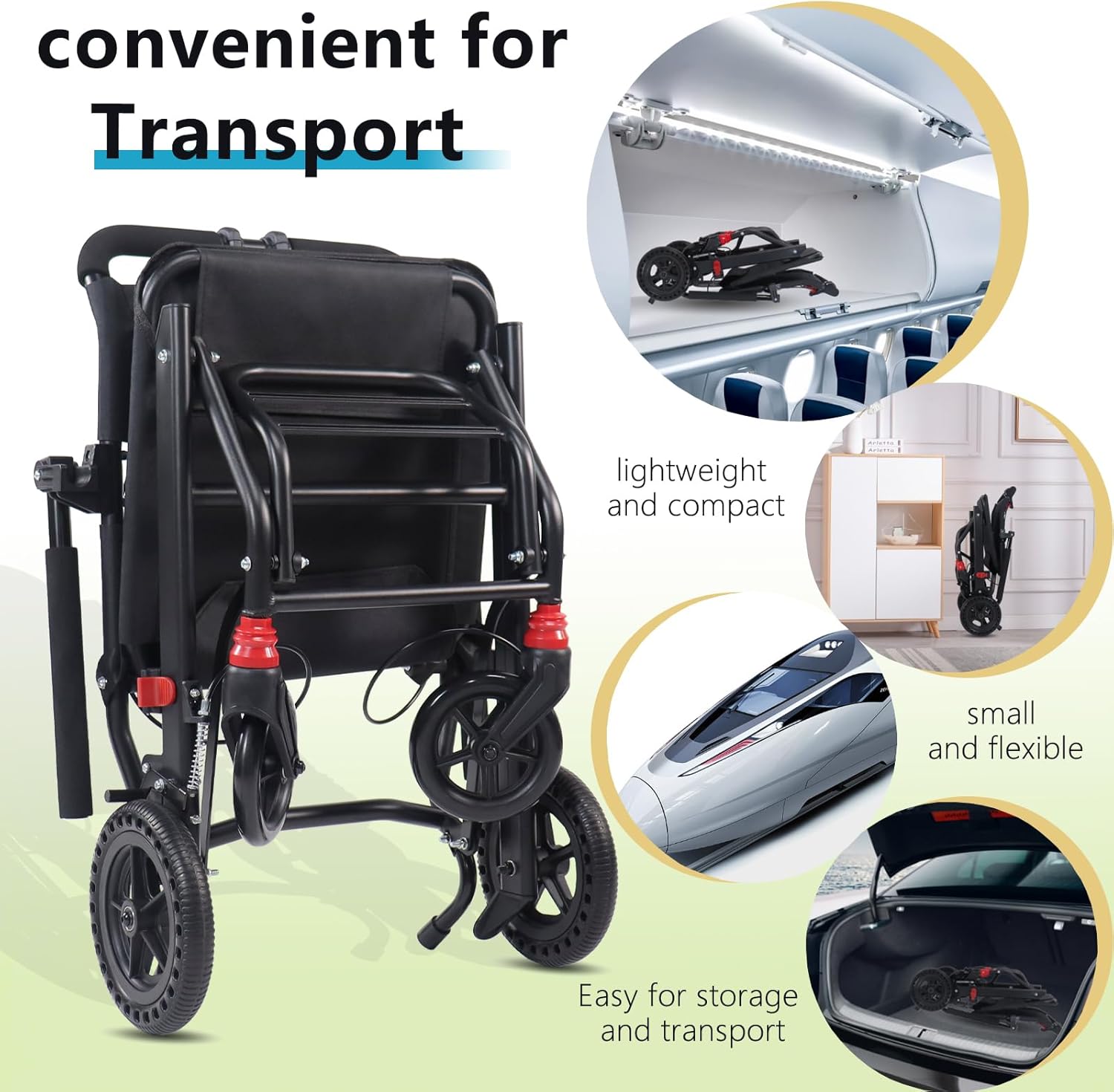 Ultra-Light Portable Folding Wheelchair with Handbrake P228