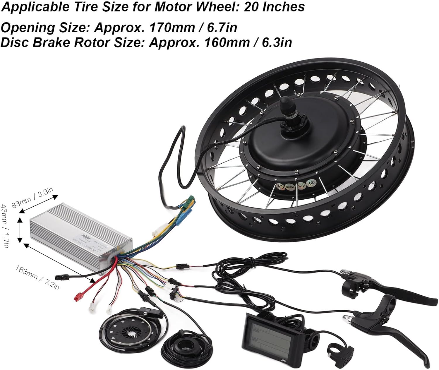 20 Inch 1500W Electric Bike Conversion Kit with Controller E122245