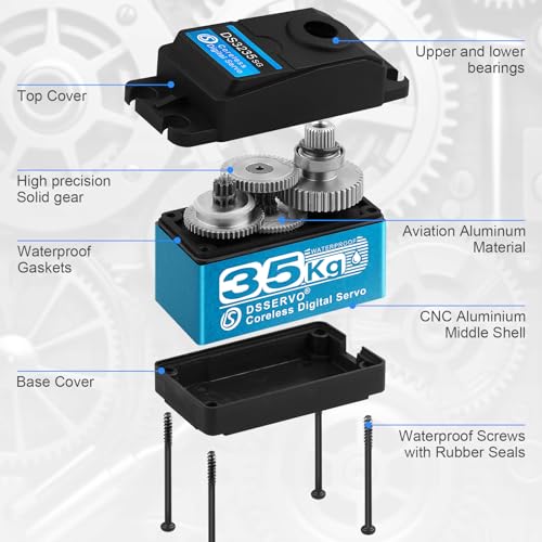 35KG High Torque Coreless Motor Servo Waterproof Metal Gear Digital Stainless Steel Gear Servo with 25T Servo Arm K9738