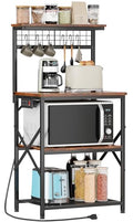 Rustic Brown 4 Tiers Kitchen Shelf Rack with Power Outlet F422765