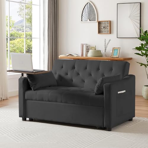 3 in1 Velvet Convertible Loveseat Sleeper Sofa Bed with Storage Pockets I68092