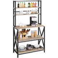 5-Tier Industrial Wood Baker’s Rack Storage Shelf, Gray P711518